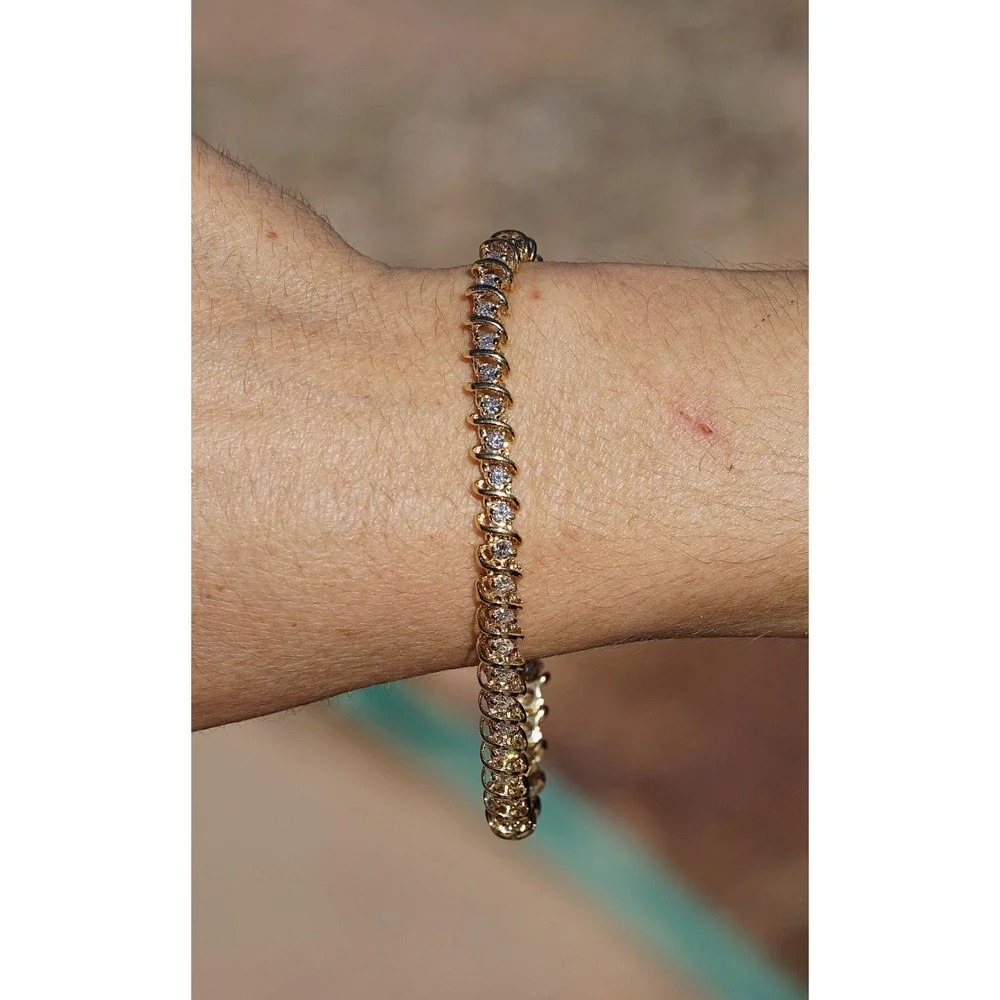 3 Ct 14k Solid Gold Natural VS1 Round Diamond Tennis Bracelet 7 3/8